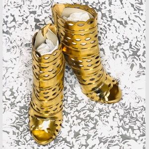 Faux Leather Laser Cut Stiletto Ankle Boot